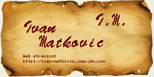 Ivan Matković vizit kartica